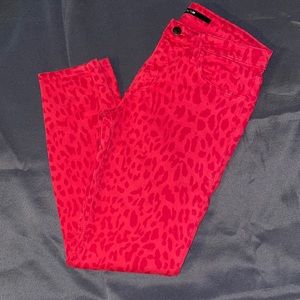 JOE'S Wild JEANS Red LEOPARD Animal Print JEANS High Water CROP Cherry 31